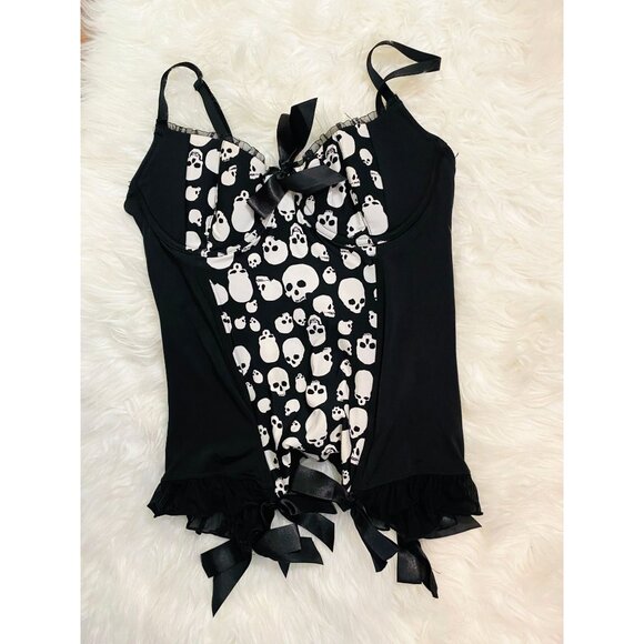 Women's Black and White Skull Corset 36 Small - Picture 2 of 10